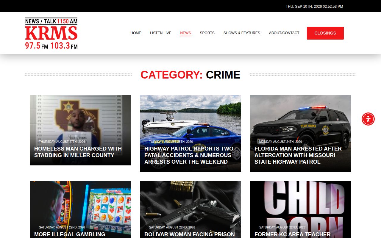 KRMS Crime page covering Camden County area incidents