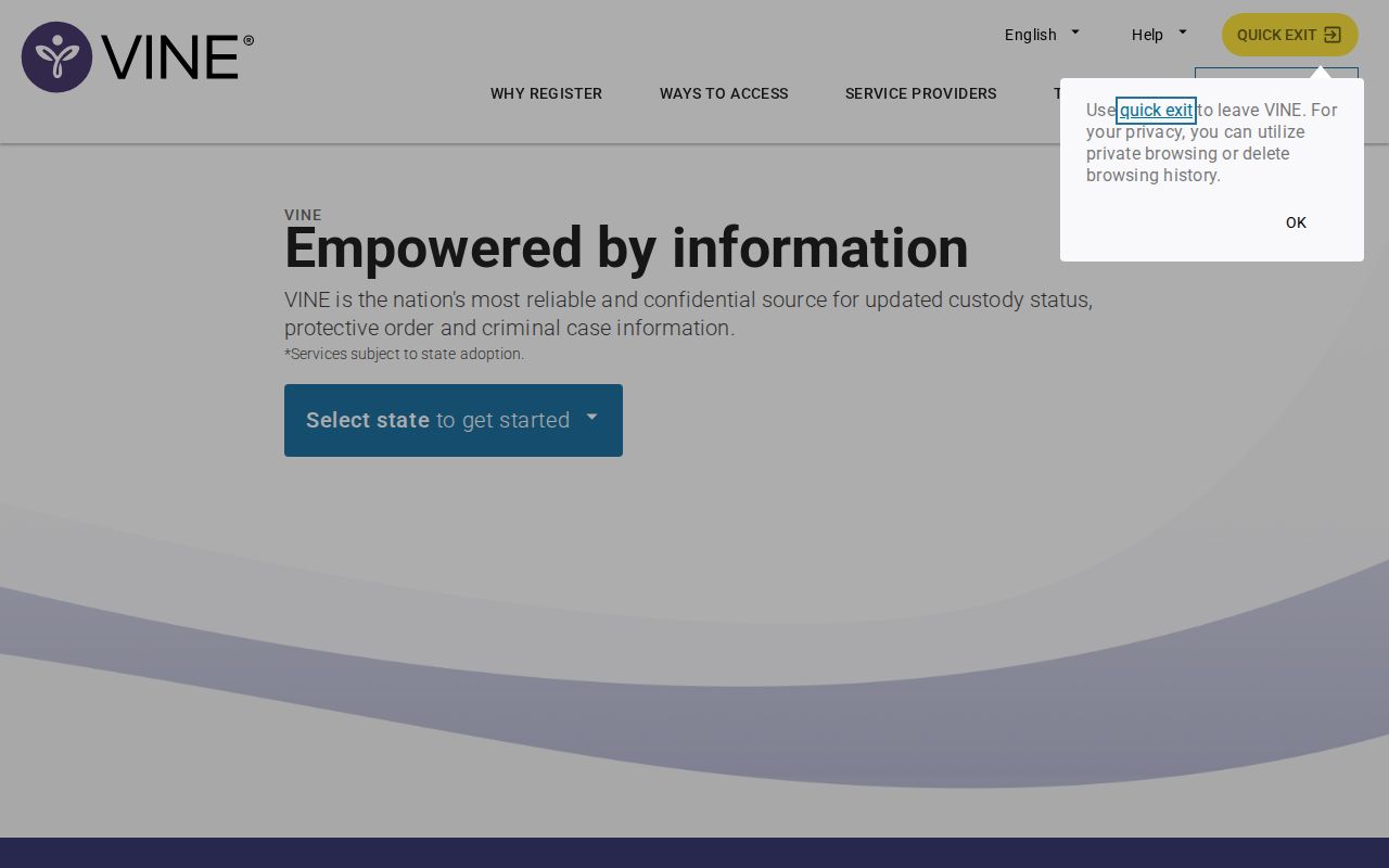 VINELink custody search interface used for Missouri checks